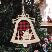 GUANGYUAN 1 đồ trang trí treo Giáng sinh bằng gỗ tuần lộc lát gỗ dán ông già Noel tiệc tại nhà treo người tuyết đồ trang trí trang trí Giáng sinh bằng gỗ trang trí cây thông Noel mặt dây chuyền trang trí cho cửa trước treo và trang trí cảnh tiệc ngày lễ trang trí tường nền sân trong - chuông giáng sinh - Xem 8