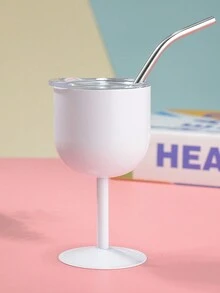 1 件双层迷你不锈钢高脚杯带吸管，4 盎司派对葡萄酒/香槟杯，情人节礼物，适用于户外、露营 - 彩色 - 查看 12
