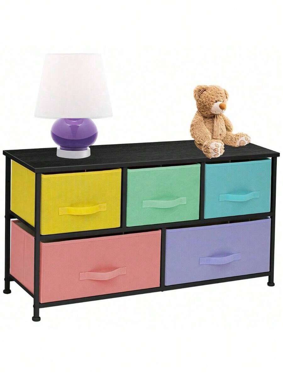 Furniture Dresser W/ Drawers - Assorted Storage Organizer Chests - Pastel Medley