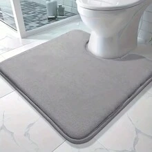 1pc Premium Plush Bathroom Mat (U-Shaped), Solid Color, Soft, Absorbent, Machine Washable, Non-Slip, Fade Resistant, Suitable For Bathroom, Kitchen, Laundry Room, Bedroom, Shower Room Decor Bathroom Accessories Back To School