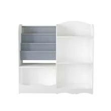 Binlin Children's Book And Toy Storage Organizer With 3 Bins And 3 Shelves, White & Gray, Kids' Room Bookshelf For Easy Organization, 31.5" H X 33.7" W X 10.2" D, White