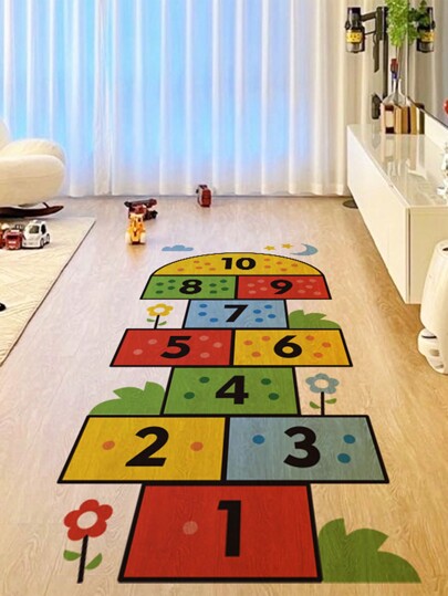1 pieza Calcomanía de números de rayuela con diseño de personajes para niños, decoración de piso creativa y divertida de números para habitación infantil y jardín de infantes