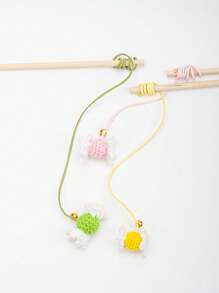 Jouets taquineurs interactifs mignons multicolores pour chats, ficelle en peluche avec clochette pour divertir les chats