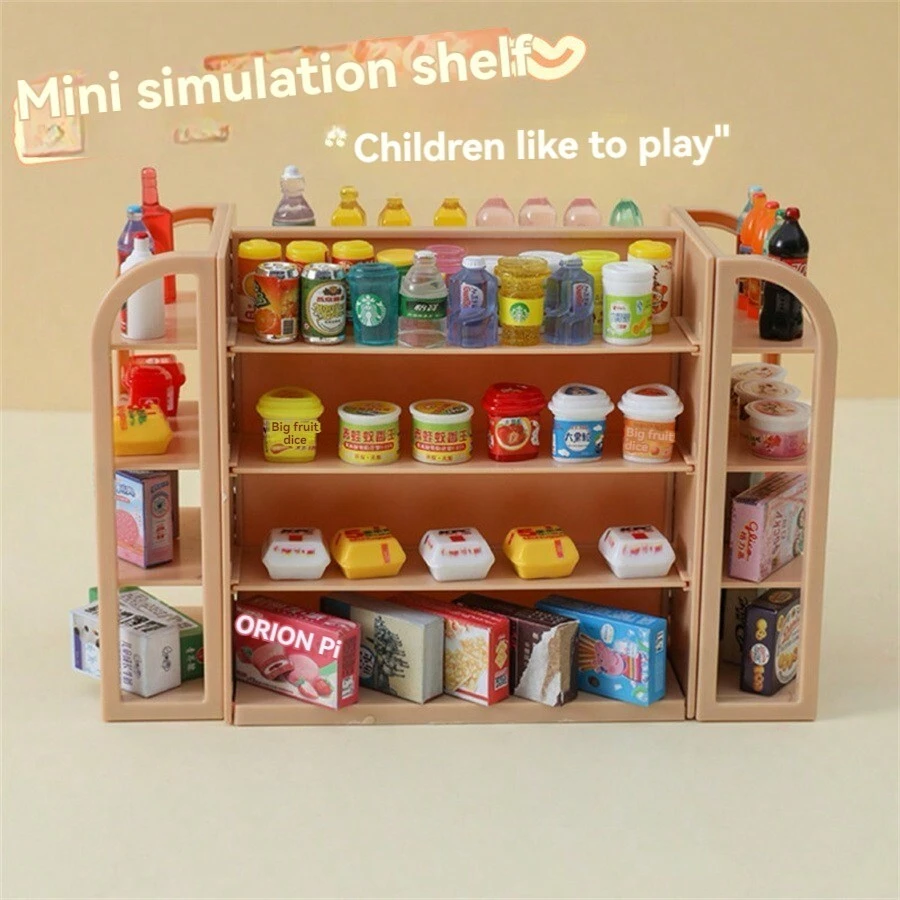 1pc/2pcs Mini Miniature Convenience Store Shelves, Realistic Furniture, Mini Supermarket Racks, Mini Kitchen Furniture - Multicolor - View 1