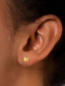 1 件 S925 纯银熊蜘蛛外星人乌龟平底穿刺几何简约单耳钉，男女皆宜，穿孔耳钉和耳骨钉 - 單隻 - 查看 4