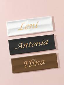 1pc Customized Rhinestone Text Headband - Soft Polyester Fiber, Suitable For Running, Yoga, Fitness And Outdoor Activities, Perfect Personalized Hair Accessory Gift - Multicolor - View 3