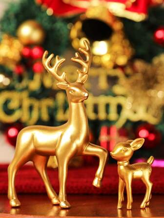 2 Pcs/Set, Reindeer Family Set, The Best Choice For Gifts.Resin Statue Sparkling Tabletop Decorations For Holiday Table Centerpiece, Decor, Festive Home Decorations, Indoor Decor Birthday Christmas Decorations Winter Room Decor Christmas Decorations Home Christmas Gifts Christmas Decor