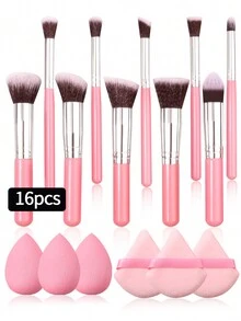 Bộ cọ trang điểm mini 16/10/6/3 chiếc, bao gồm cọ phấn, cọ má hồng, cọ tạo khối, cọ phấn mắt, dụng cụ làm đẹp đa năng; Bộ 6 bông mút mềm, bông phấn nở ra khi ướt, không thấm phấn, Bộ cọ, Bộ cọ trang điểm, Bộ cọ trang điểm, Bộ trang điểm hoàn chỉnh, Bộ cọ trang điểm, Bộ trang điểm hoàn chỉnh, Bộ cọ, Bộ cọ trang điểm, Bộ quà tặng trang điểm, Bộ - Hồng - Xem 2