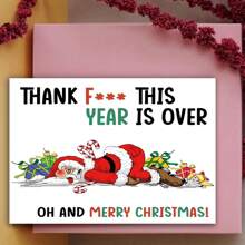 1 tấm thiệp Giáng sinh vui nhộn, thiệp ông già Noel, quà tặng Giáng sinh vui nhộn cho gia đình và bạn bè, điều gì đó bất thường, thiệp sinh nhật, thẻ quà tặng - Đỏ - Xem 9