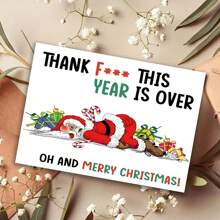 1 tấm thiệp Giáng sinh vui nhộn, thiệp ông già Noel, quà tặng Giáng sinh vui nhộn cho gia đình và bạn bè, điều gì đó bất thường, thiệp sinh nhật, thẻ quà tặng - Đỏ - Xem 4