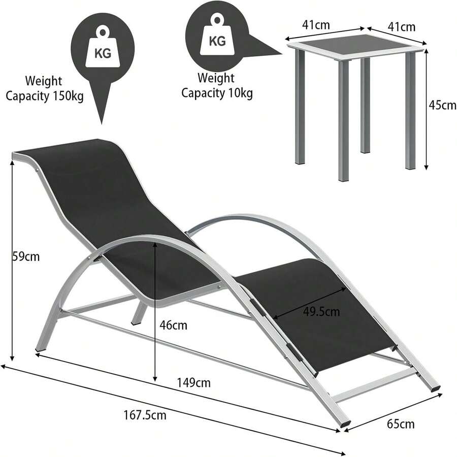 Patio Chaise Lounge Set Of 3, Outdoor Pool Lounge Chair Beach