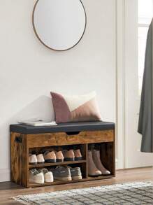 VASAGLE Shoe Changing Stool - Brown - View 2