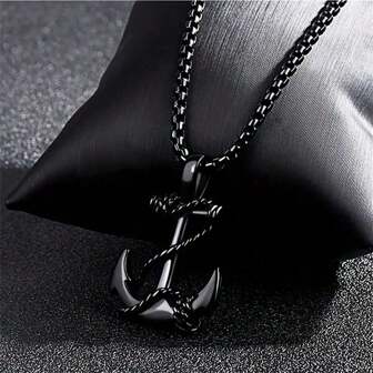 1 pezzo Collana con pendente a forma di ancora in acciaio inossidabile vintage, adatta per uso quotidiano