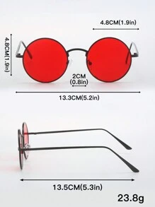 1 Cặp Kính Tròn Kim Loại Cổ Điển Cho Nam, Kính Thời Trang Cho Kỳ Nghỉ Hè Ở Bãi Biển, Ngoài Trời, Du Lịch - 2 cái (đen đỏ + xám đen) - Xem 6