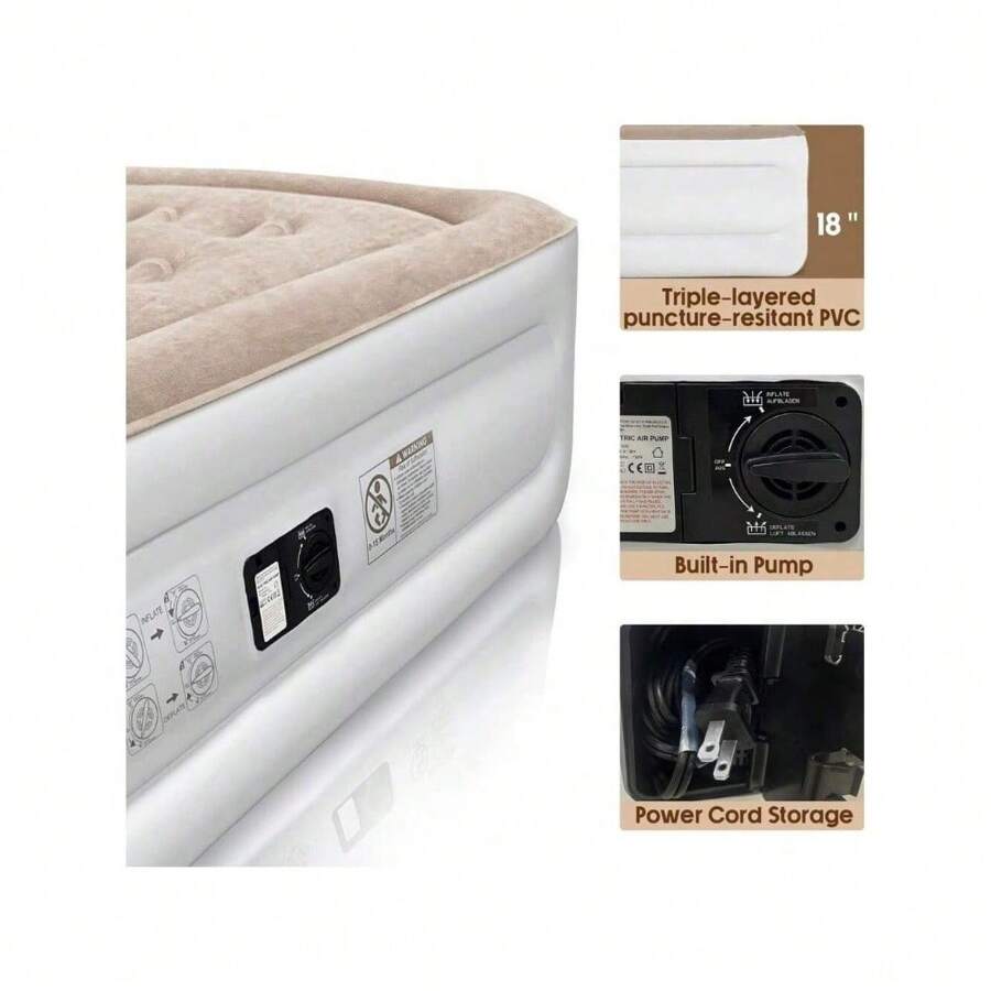 Queen Air Mattress 18 Inch Inflatable Airbed Luxury Double High 80x60