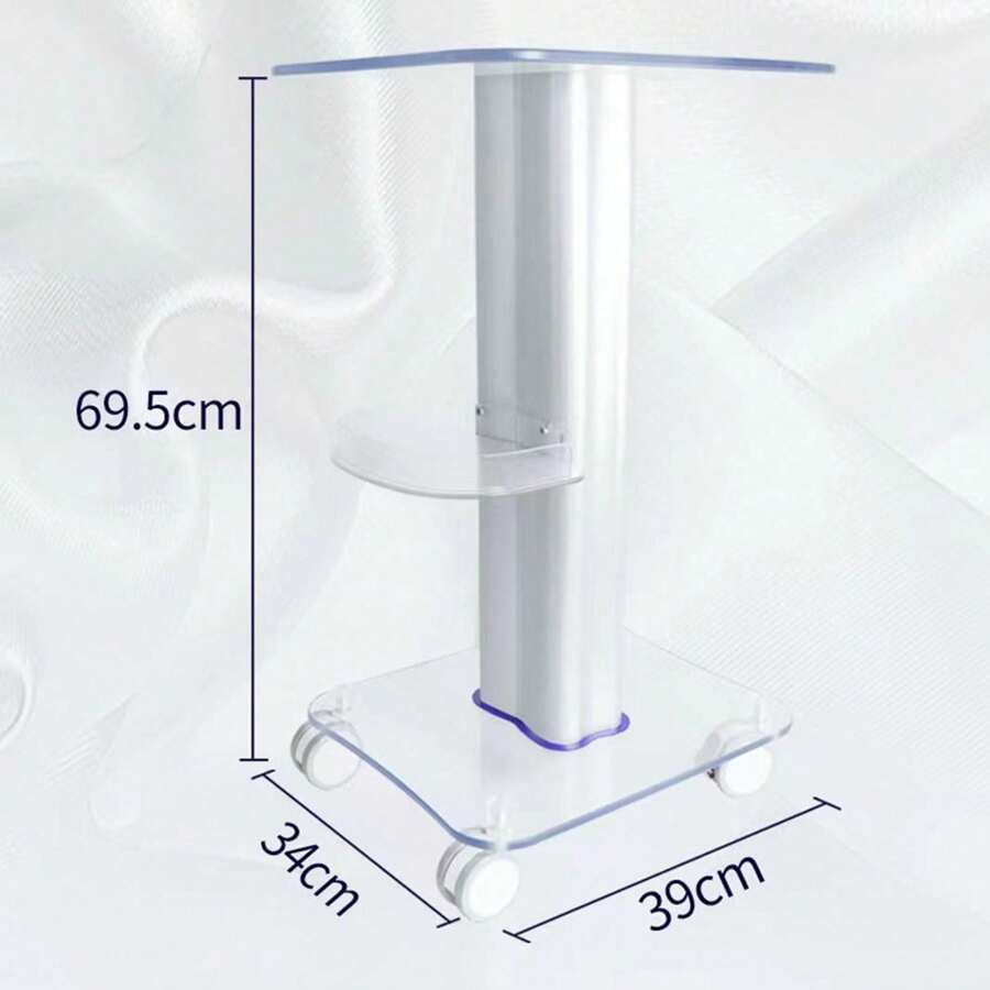 SPA Acrylic Rolling Cart Beauty Salon Trolley Salon Pedestal Wheel