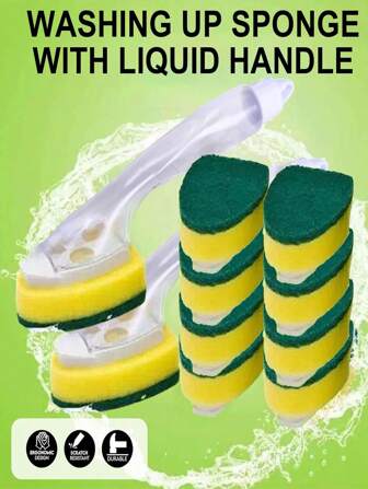 2/4/6pcs Kitchen Dish Washing Sponge, Scratch Pot Scrubber, Dual-Sided Cleaning Sponge Pad For Home, Kitchen Cleaning Sponge, Cleaning Supplies, Cleaning Tools, Party Supplies