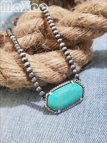 Vintage European & American Bohemian Style Turquoise Necklace For Women, Suitable For Party, Travel, Gift For Festivals & Anniversaries. Please Share Photo Review If You Like The Product.