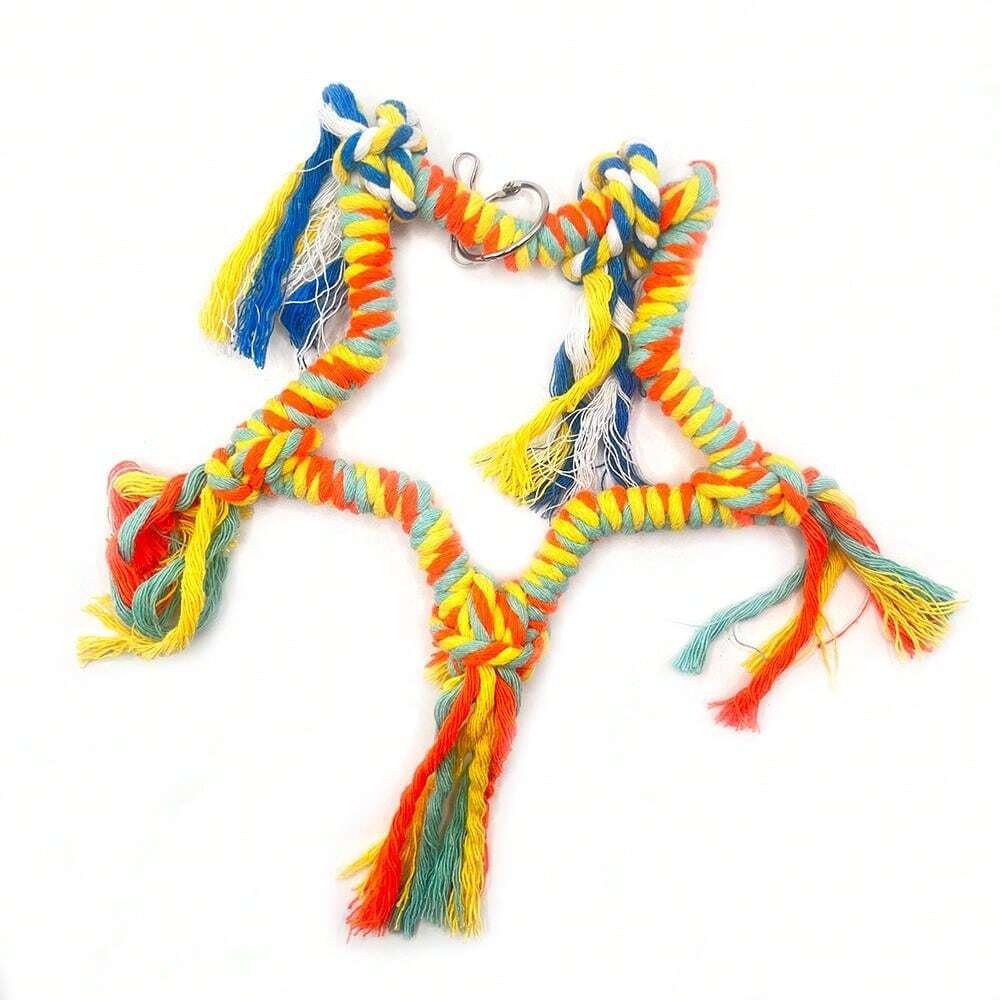 Christmas Pentagon Rope Swing Colorful Bird Toy Parrot Perch Climbing