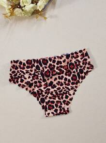 Set de 6 calzones femeninos sin costuras con estampado de leopardo, ropa interior tipo hipster suave, cómoda y transpirable de talla grande