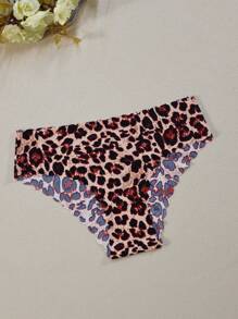 Set de 6 calzones femeninos sin costuras con estampado de leopardo, ropa interior tipo hipster suave, cómoda y transpirable de talla grande