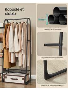 SONGMICS Portant à Vêtement, Penderie à Vêtements, 5 Étagères de Rangement, Structure en Métal, 40 x 101,7 x 153,3 cm, pour Chambre, Salon, Entrée, Noir d'Encre