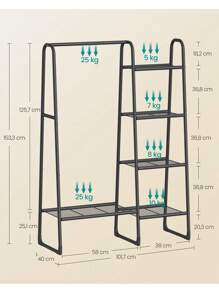 SONGMICS Portant à Vêtement, Penderie à Vêtements, 5 Étagères de Rangement, Structure en Métal, 40 x 101,7 x 153,3 cm, pour Chambre, Salon, Entrée, Noir d'Encre