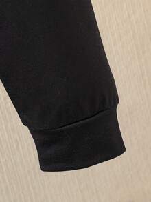 2pcs Young Boys Winter Outfit, Hoodie Pullover With Cool Car Pattern And Pants Set - Black - View 8