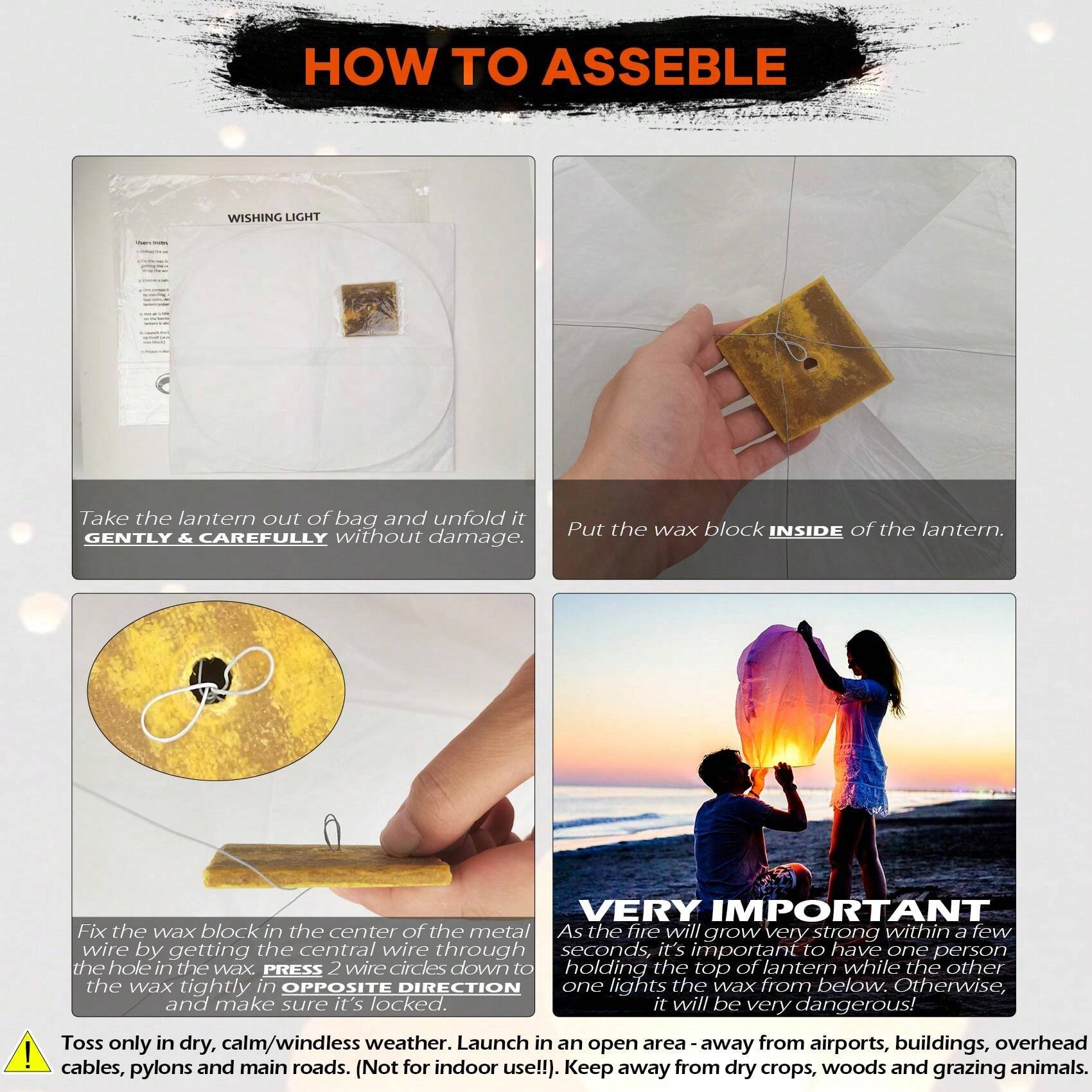 iSagax Chinese Sky Lantern, White, Floating Sky Lanterns, Biodegradable