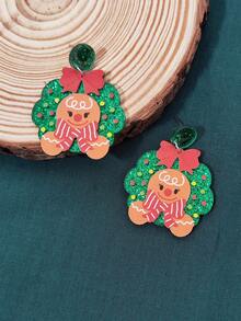 1 cặp bông tai Giáng sinh bằng nhựa hình người bánh gừng dễ thương, trang trí ngày lễ cho phụ nữ - Người đàn ông bánh gừng Giáng sinh - Xem 9