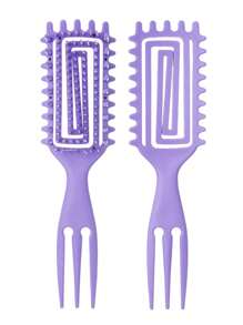 WANMEI 1支湿发造型梳，卷发按摩梳，方形梳子，适用于黑发，三齿螺旋设计，减少拉扯头发和卷发分离，男女通用造型工具 - 彩色 - 查看 14