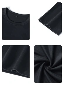 3件套男童休闲印花圆领长袖T恤，秋冬，学生/青少年服装 - Flying Eagle Design，年轻潮流引领者的终极T恤系列 - 黑色 - 查看 6