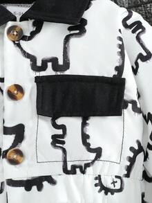 2 件装女婴酷炫恐龙印花短夹克和裤子套装 - 白色 - 查看 4