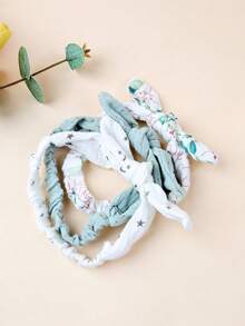 3 件装婴儿兔耳朵头带，欧美风格幼儿女孩打结头巾蝴蝶结发带 - 彩色 - 查看 11