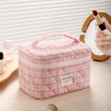 1 túi đựng đồ trang điểm phong cách Hàn Quốc/Nhật Bản chất lượng cao có sức chứa lớn, đựng son môi, cọ, sản phẩm chăm sóc da, túi đựng đồ vệ sinh cá nhân du lịch thanh lịch - Nhiều màu - Xem 9