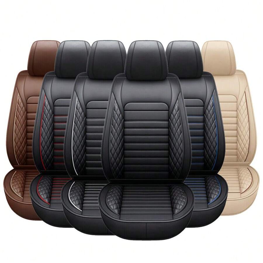 Universal Deluxe PU Leather 5Seats Car Seat Cover Front Rear Cushion
