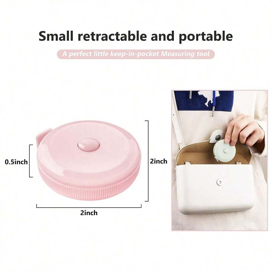 1pcHome Cute Mini Soft Measure 1.5m Plastic Tape Measure Automatic