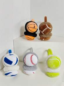 1 件装儿童男孩彩色卡通排球篮球装饰保暖耳罩，时尚运动风格，适合冬季户外穿着 - 均碼 - 查看 1