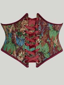 女式束身衣腰带 花朵系带 有骨胸下束身衣腰带 - 彩色 - 查看 1