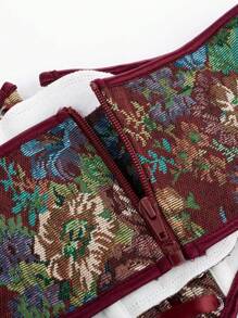 女式束身衣腰带 花朵系带 有骨胸下束身衣腰带 - 彩色 - 查看 5