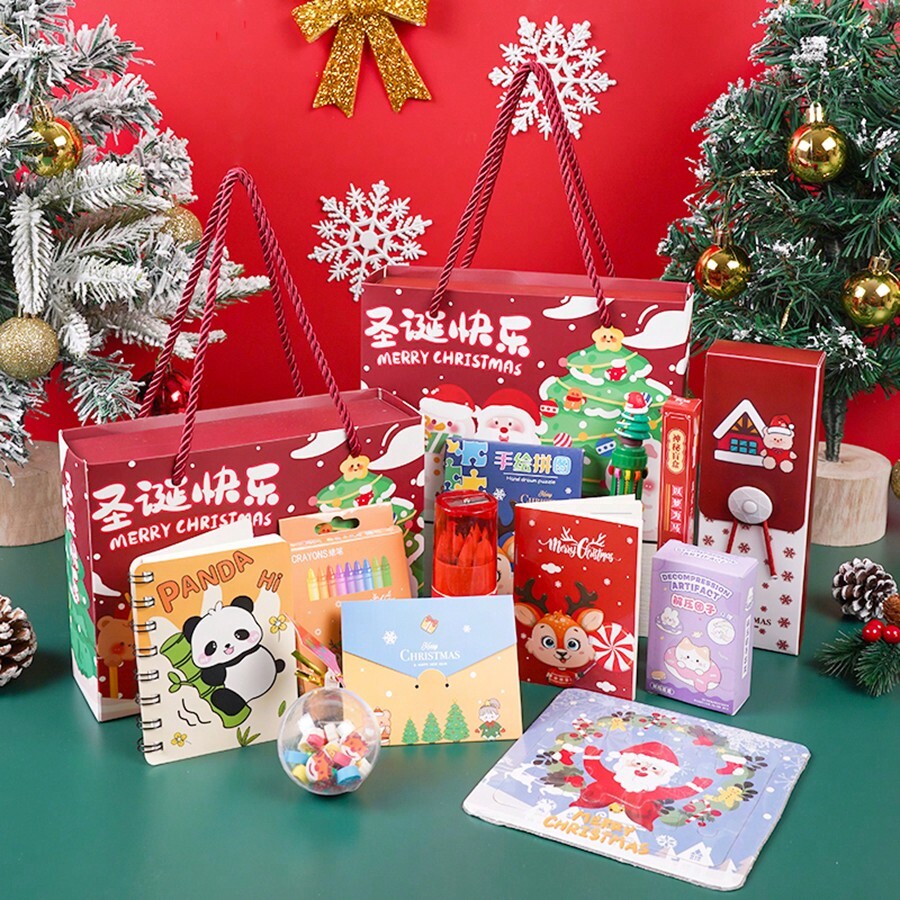 Christmas Party Favor Stationery Set, Cartoon Cute Premium Gift Box, 10