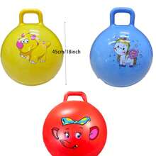 45cm/18inch/55cm/22inch Bouncy Hopper Balls With Handle For Kids, Ride On Toys Balls For Toddlers 1-3 & Kids 4-8, 1 Pack Hopper Ball 18 Inch Size For Kids Jumping Sports Ride Games Balance Exercise Indoor Outdoor Fun