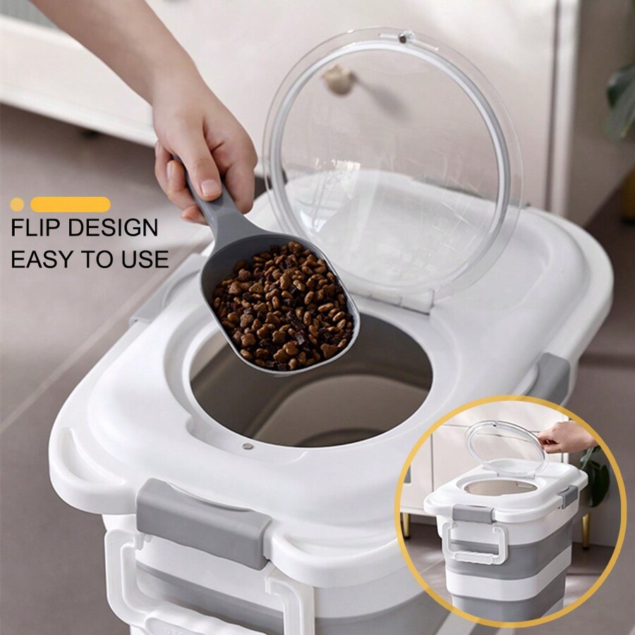 25 LB Collapsible Pet Food Container With Lids, Dog Food Storage
