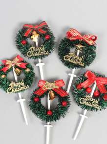5/10/20 pezzi Decorazioni casuali per torte natalizie, festivi stuzzicadenti decorativi in plastica per decorare torte, senza elettricità, senza piume, decorazioni per dolci natalizi e compleanni con campanelle e fiocchi