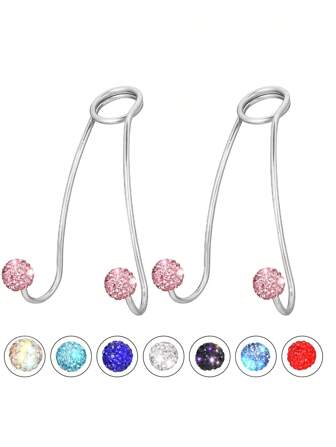 2pcs White Artificial Diamond Stainless Steel Car Hook, Car Hidden Car Storage Hook Creative Car Seat Hook Hanger, Universal Fall-Off Preventing Hook Hanger Car Accessories For Women