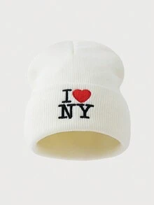 1 件或 2 件女士时尚刺绣字母“I LOVE NY”针织帽，保暖帽，适合秋冬日常装 - A - 查看 3