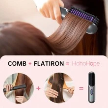 Máy duỗi tóc không dây - Lược duỗi tóc cầm tay, Pin 9600mAh, Công nghệ Plasma, 9 chế độ cài đặt nhiệt độ & Màn hình LED, Dùng khi đi du lịch & ở nhà - màu xám kim loại - Xem 2