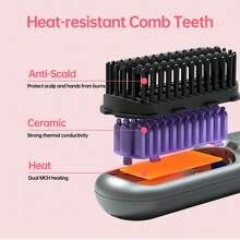 Máy duỗi tóc không dây - Lược duỗi tóc cầm tay, Pin 9600mAh, Công nghệ Plasma, 9 chế độ cài đặt nhiệt độ & Màn hình LED, Dùng khi đi du lịch & ở nhà - màu xám kim loại - Xem 5