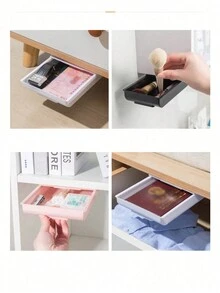 2pcs Hidden No Drill Desk Drawer Under Desk Storage Box With Large Capacity For Office Table, Pull-Out Design Desk Organizer Decorations Autumn Decor Festival Decor Room Decor Home Decor Fall Decor Bedroom Decor