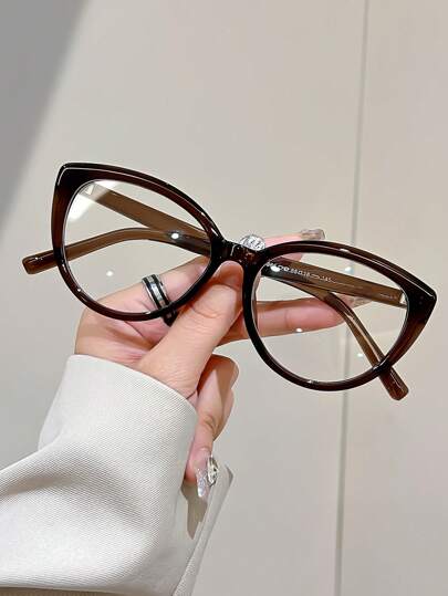 زوج من النظارات البلاستيكية الإطار بتصميم عيون القطط الواضحة، مناسب للاستخدام اليومي